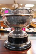 Large Silver Rose bowl mounted on pedestal base engraved 'Bury St Edmunds Allotment & Garden