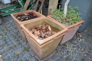 3 Square Terracotta planters