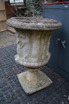 Large Classical figure decorated garden urn on pedestal base