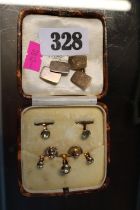 Pair of 9ct Gold Cufflinks and a Part Gold cased stud set
