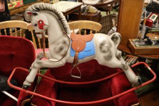 Vintage 1950s Rocking Horse on tubular metal frame