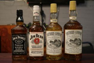 2 Bottles of Southern Comfort 1 Litre and 75cl, Jack Daniels 70cl and Jim Beam 70cl