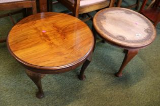 Anglo Indian Hardwood circular table on cabriole legs and a 1930s Walnut topped circular table