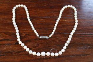 Ladies Graduated Pearl Necklace with 9ct White Gold Clasp