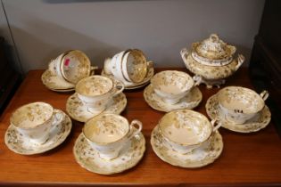 19thC Ridgeway gilded Leaf and Vine decorated Tea set