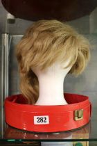 Vintage Cased Blonde Wig on Stand