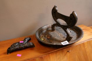 Victorian Cast Iron Boot scrape of oval form and a Cast Iron figure of a dog