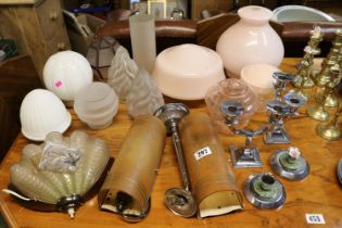 Collection of assorted Art Deco and later wall lights and Shades