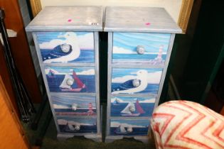 Pair of Modern Seaside design chests with turned handles