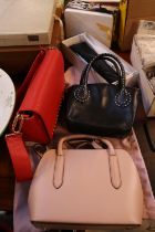 2 Radley Handbags, Amanda Wakeley Red Handbag and a Atigiano Clutch bag
