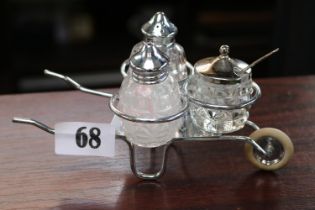 Vintage Cruet set in the form of a Wheelbarrow