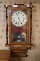 Late 19thC American Wall clock with inlaid decoration