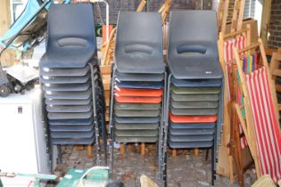 Large Collection of Mid Century School Chairs on Tubular metal frames