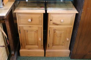 Pair of Pine Bedside Cabinets with turned handles