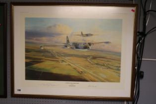 Robert Taylor (British, 20th century) "Canberras Over Cambridgeshire" Colour print. Limited