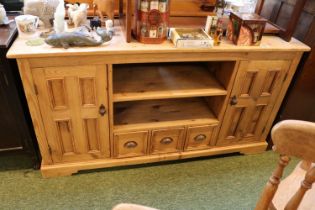Pine Farmhouse sideboard of 2 Shelves, 3 Drawers flanked by panelled cupboards
