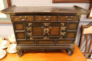 Asian Hardwood Tansu Cabinet with Brass fittings over bracket feet