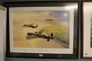 WW2 Colour Print Titled Target Peenemunde by Robert Taylor. Signed Edition, Signed in Pencil by