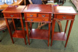 Reproduction Hall table and a Pair of matching Single drawer stands with under tiers