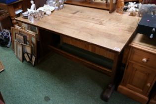 Oak Arts & Crafts plank topped refectory table
