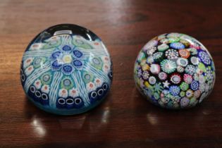 John Deacons of Scotland Millefiori paperweight and a similar paperweight