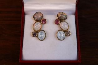 Givenchy Slocum design earrings of Rub over cabochon gems