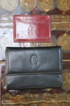 Vintage 1980s Cartier Card Wallet and Cartier Green Leather Purse