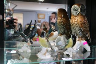 Collection of Karl Ens Ceramic birds to include Owl, Blue tits etc (5)