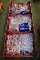 3 Trays of assorted Crystal and glassware to include Drinking glasses, Vases etc