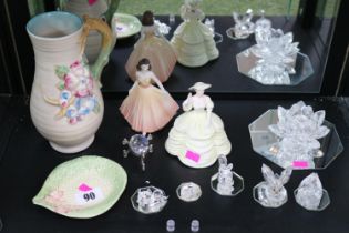 Collection of Swarovski, Newport Pottery Floral Ewer and assorted ceramics