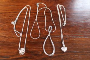 Collection of 3 Contemporary Silver Necklaces 25g total weight