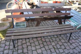 Wooden Slatted Metal Framed Garden Seat