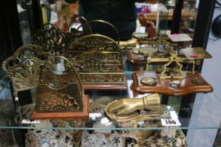 Brass Postage Scales and a collection of Letter racks and Hand paper holder