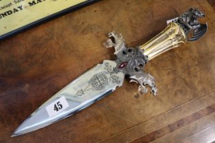 Franklin Mint Gargoyle Knife Guardian of the Fortress Dagger 40cm in Length