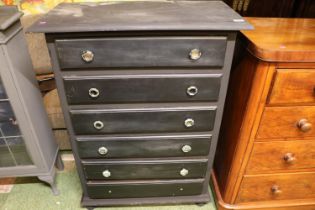Painted Chest of 6 drawers with glass handles