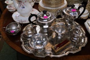 EPNS Sheffield 4 Piece Tea service on tray and assorted Silver plated flatware and a Coronation