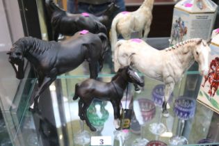 Beswick Black Beauty with Foal and a Beswick Grey Roan Hunter