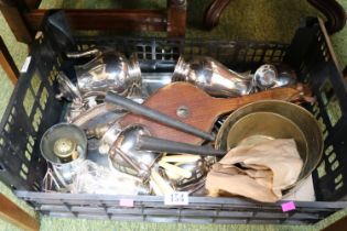 Tray of assorted Silver plated table ware, Flatware and bygones