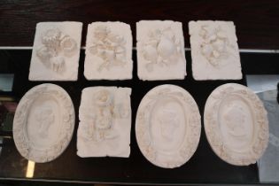 Collection of Moulded Plaster Relief Wall hangings to include Flora & Fauna, Portrait etc