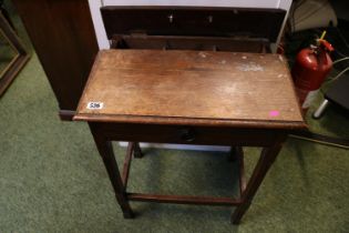 Oak Single Desk with single drawer and inkwells
