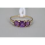 Ladies 9ct Gold Amethyst Set ring Size P. Size 1.5g total weight