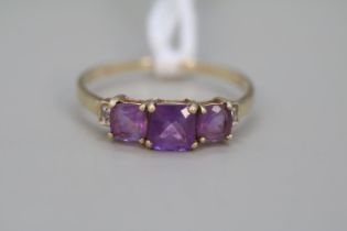 Ladies 9ct Gold Amethyst Set ring Size P. Size 1.5g total weight