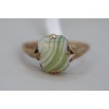 Ladies 9ct Gold Banded Malachite claw set ring Size L