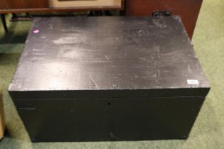Black Painted metal bound trunk with handles