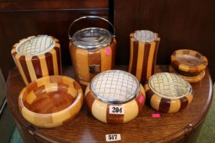 Good Collection of Wooden Cambridge ware to include Biscuit barrel, Flower holders etc