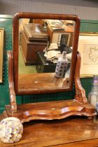 Victorian Walnut Framed swing mirror with serpentine front