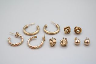 Collection of 9ct Gold earrings 6.3g total weight