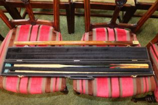 Master Cue Makers Ltd 2 Piece Snooker Cue in case and a Lewis & Wilson Extension