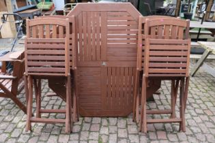 Octagonal Wooden wooden slatted Garden table and a set of 4 folding chairs