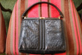 Lucille De Paris Faux Crocodile Leather Handbag retailed by Crouch & Fitzgerald of New York